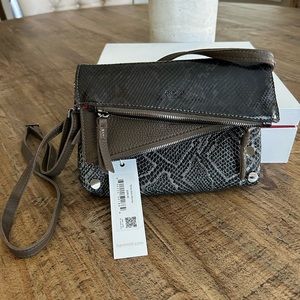 Hammitt Dillon Sml Leather & Fabric Crossbody in Olivine/Gunmetal New NWT
